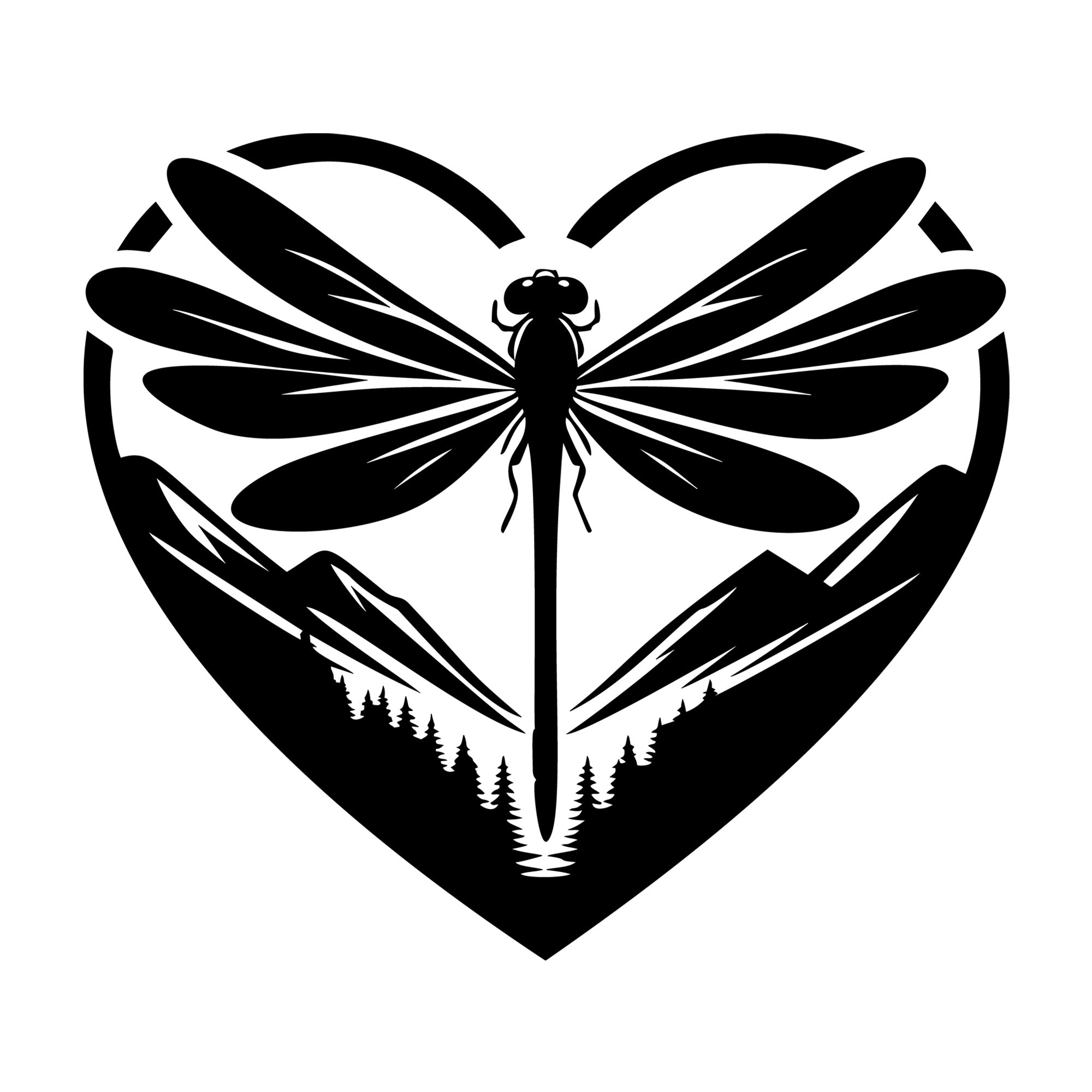 Dragonfly Silhouette 29 SVG silhouette design for Cricut, Silhouette, laser cutting, vinyl, sublimation, and craft projects.