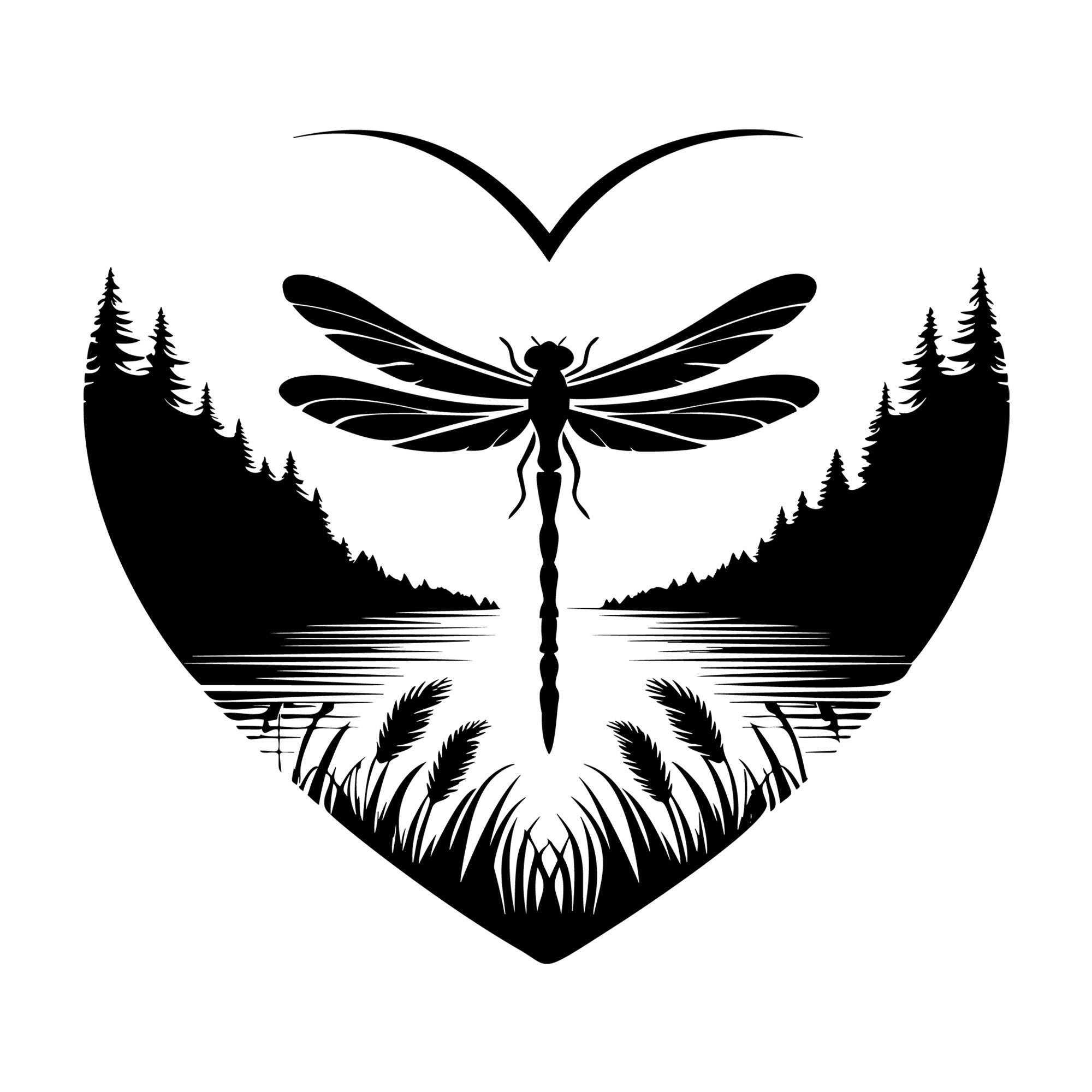 Dragonfly Silhouette 32 SVG silhouette design for Cricut, Silhouette, laser cutting, vinyl, sublimation, and craft projects.