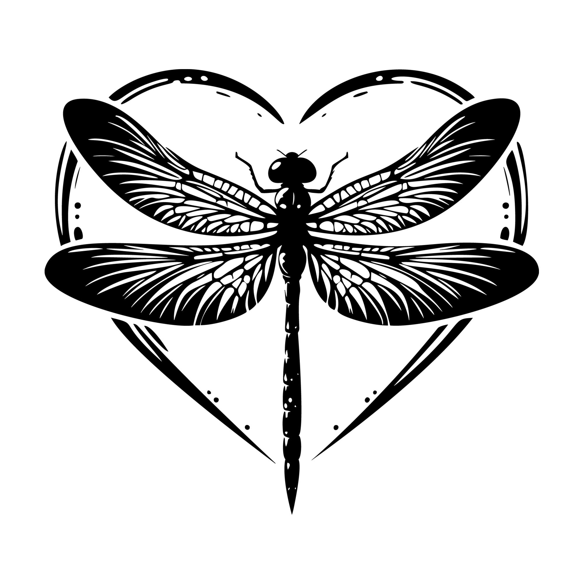 Dragonfly Silhouette 34 SVG silhouette design for Cricut, Silhouette, laser cutting, vinyl, sublimation, and craft projects.