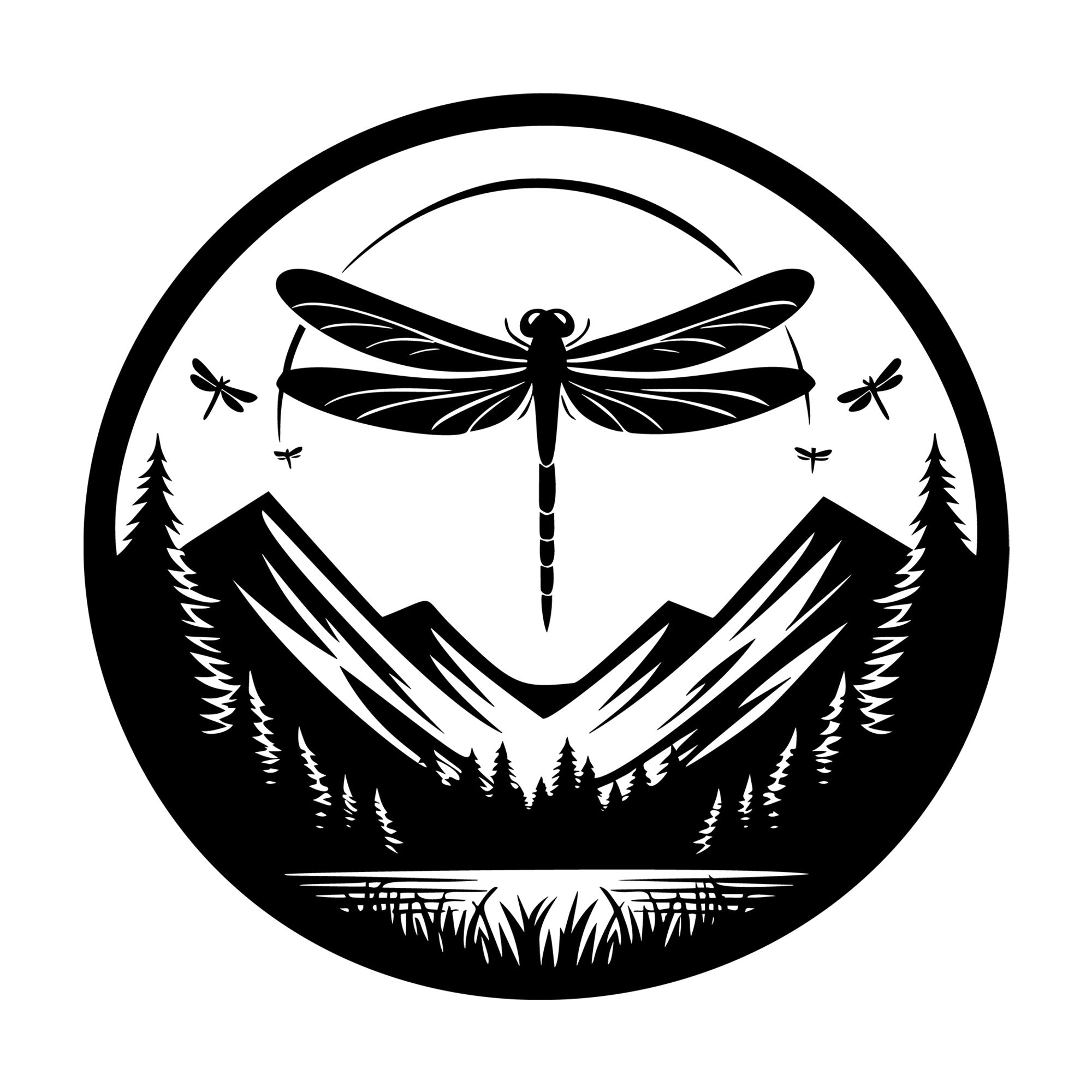 Dragonfly Silhouette 42 SVG silhouette design for Cricut, Silhouette, laser cutting, vinyl, sublimation, and craft projects.