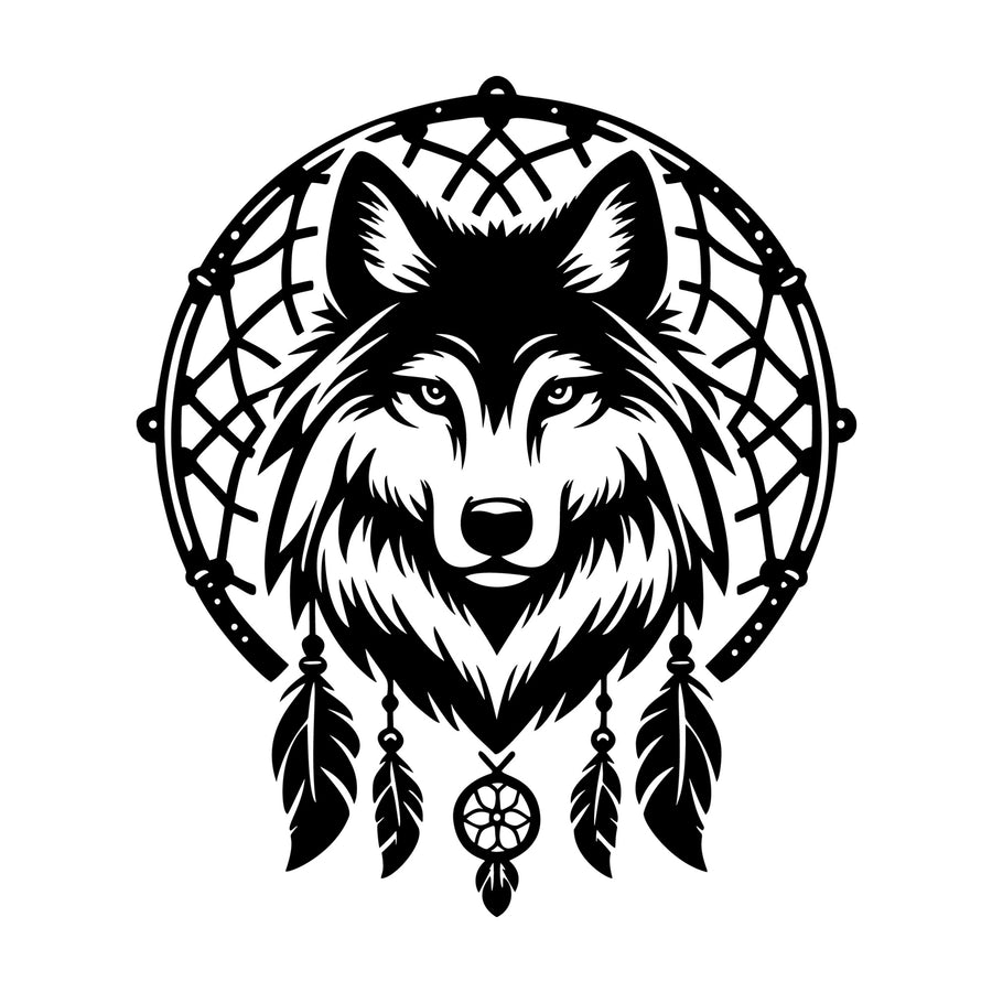 Dreamcatcher Wolf SVG design for Cricut, Silhouette, laser cutting, vinyl, sublimation, and craft projects.