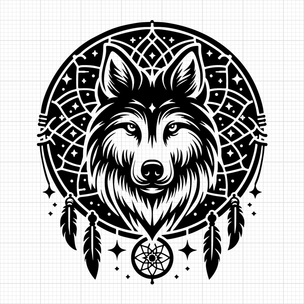 Dreamcather Wolf Head