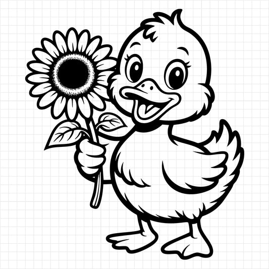 Duck With Sunflower SVG