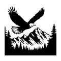 Eagle Flying Over Mountains SVG design for Cricut, Silhouette, laser cutting, vinyl, sublimation, and craft projects.