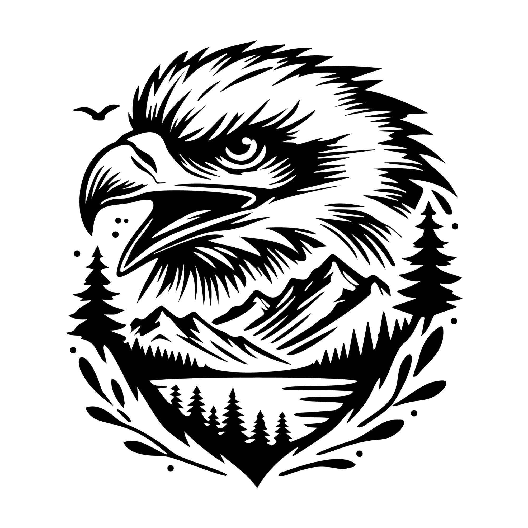 Eagle Nature Scene SVG design for Cricut, Silhouette, laser cutting, vinyl, sublimation, and craft projects.