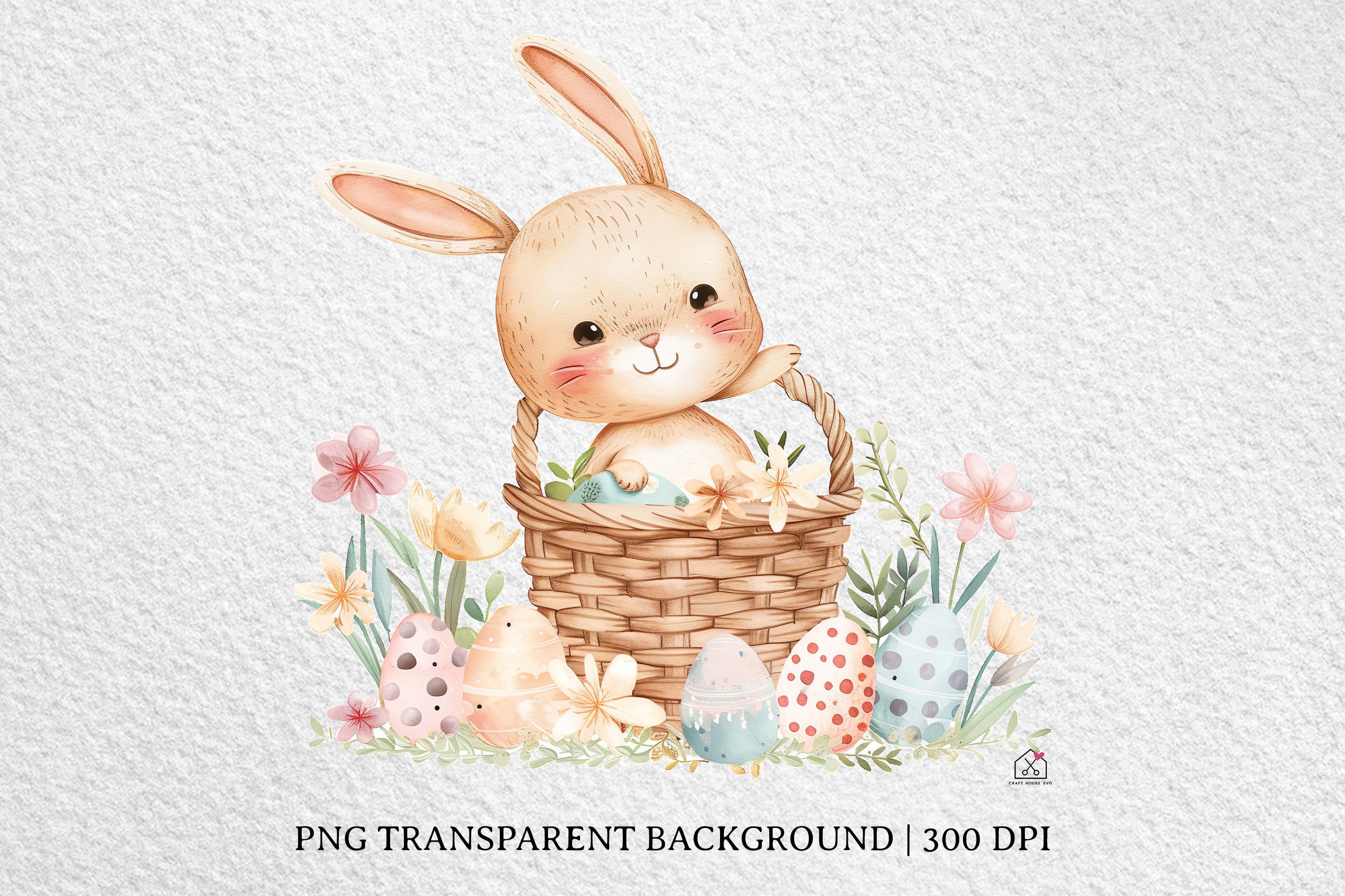 Watercolor Easter Basket Sublimation Bundle Clip Art PNG