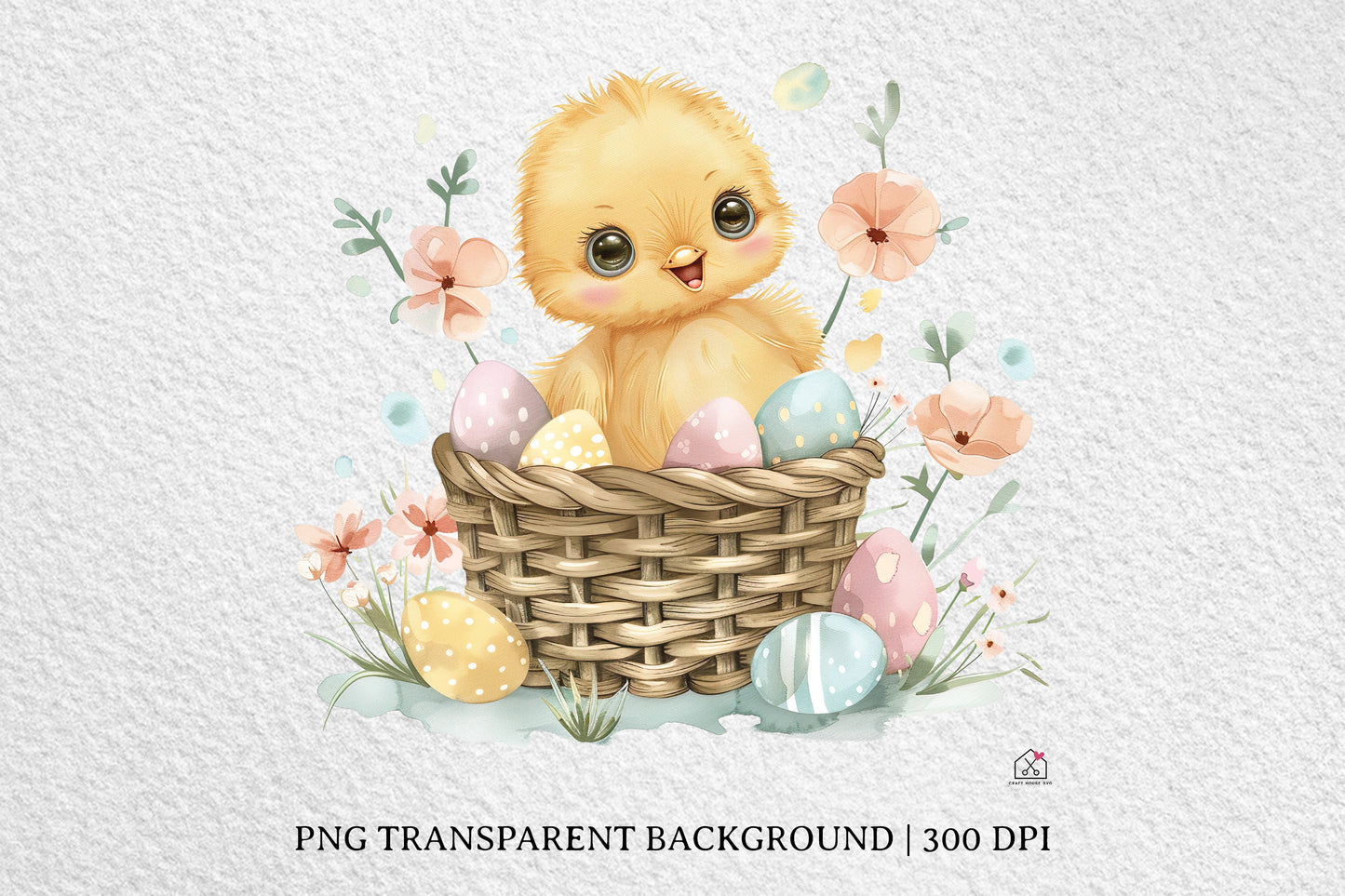 Watercolor Easter Basket Sublimation Bundle Clip Art PNG