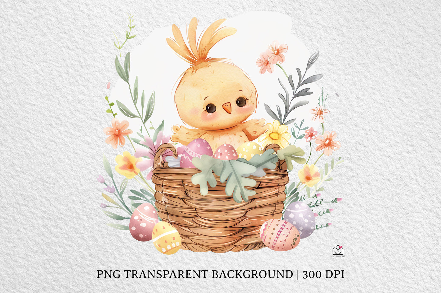 Watercolor Easter Basket Sublimation Bundle Clip Art PNG