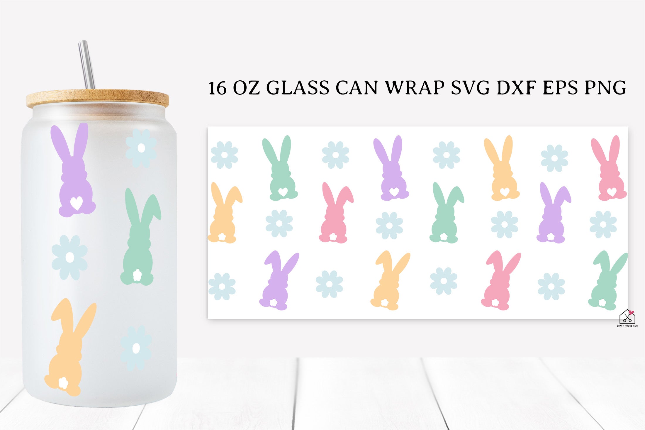 Easter 16 Oz Glass Can Wrap SVG Bundle