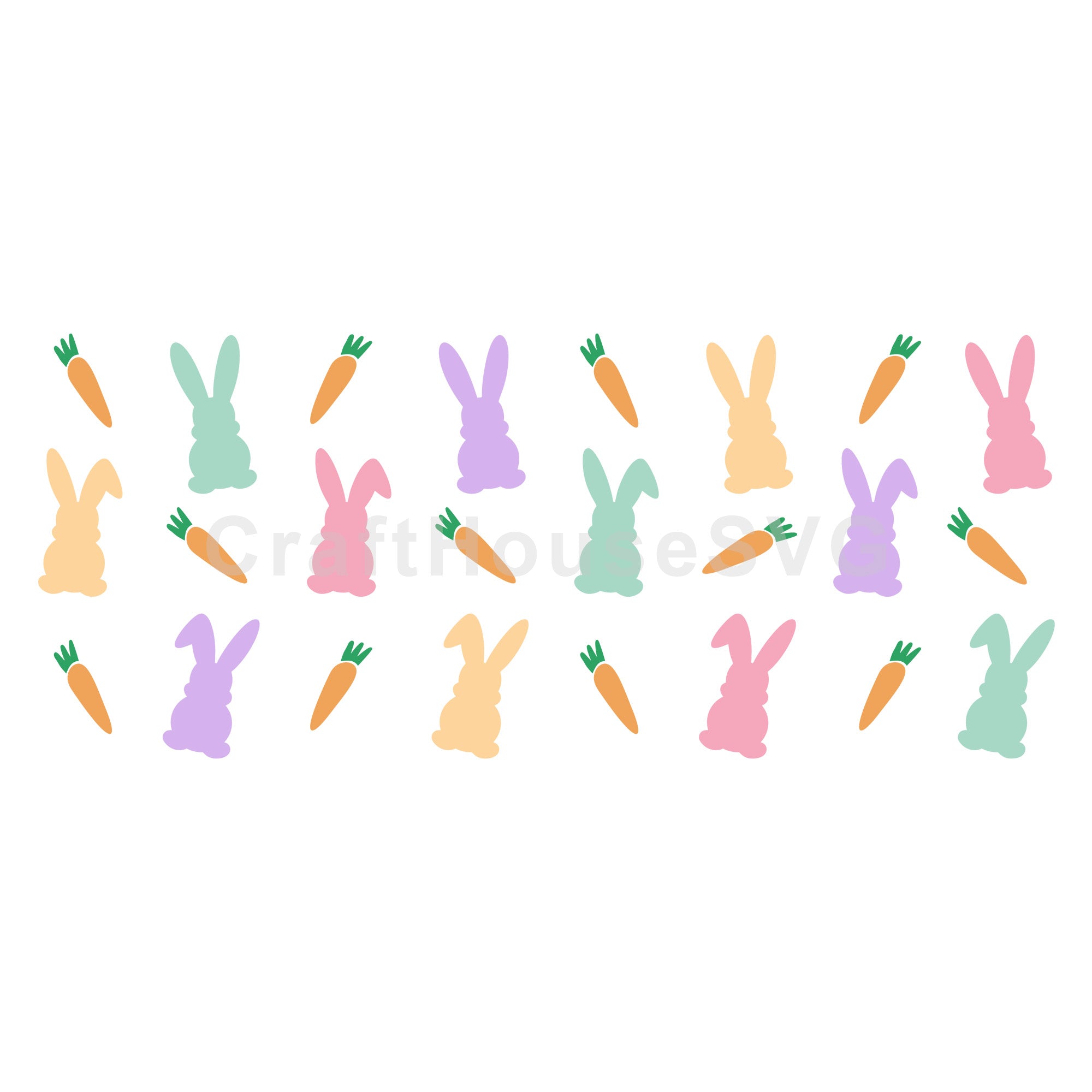 Easter Bunny and Carrot SVG 16 Oz Glass Can Wrap Cut File