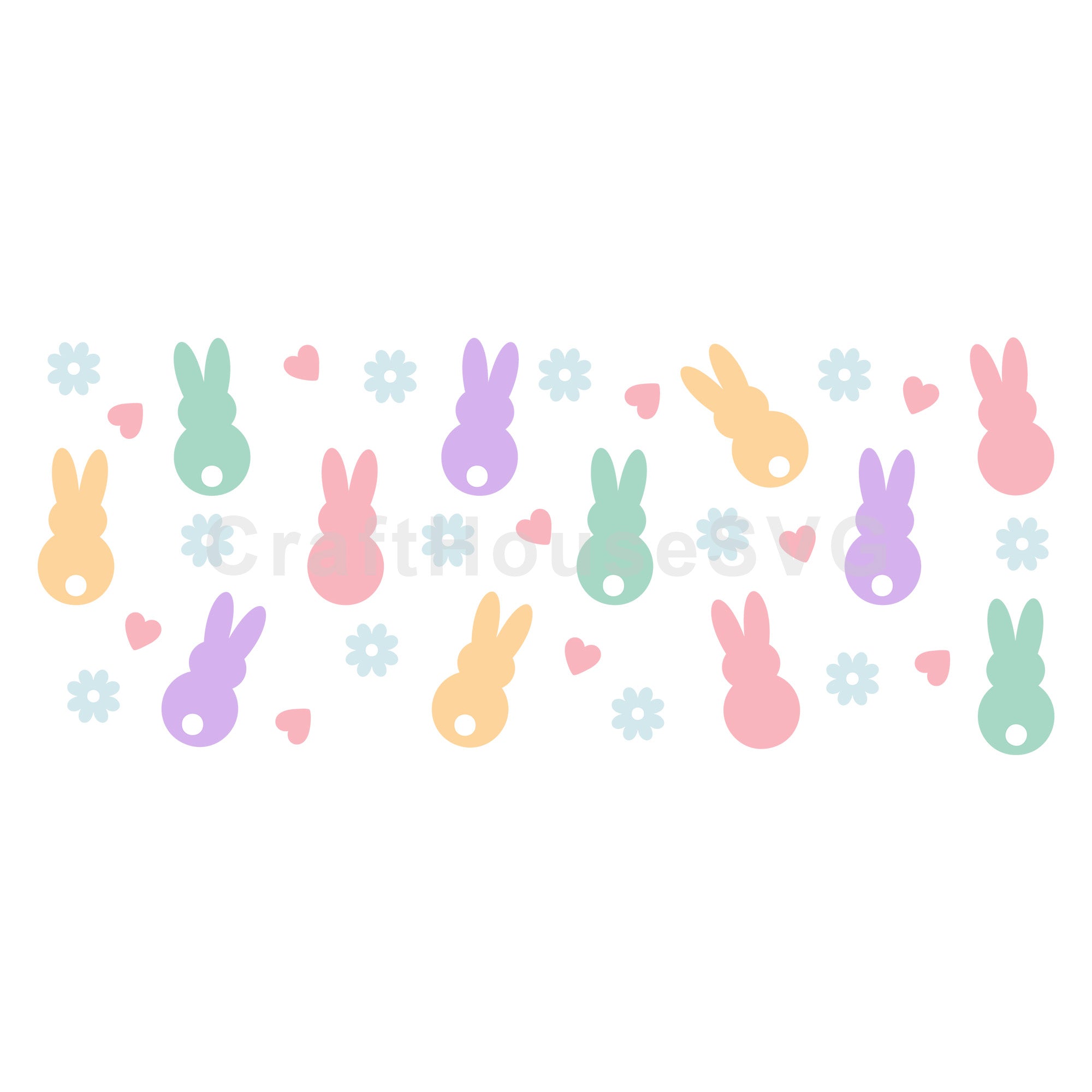 Spring Easter Bunny SVG 16 Oz Glass Can Wrap Cut File