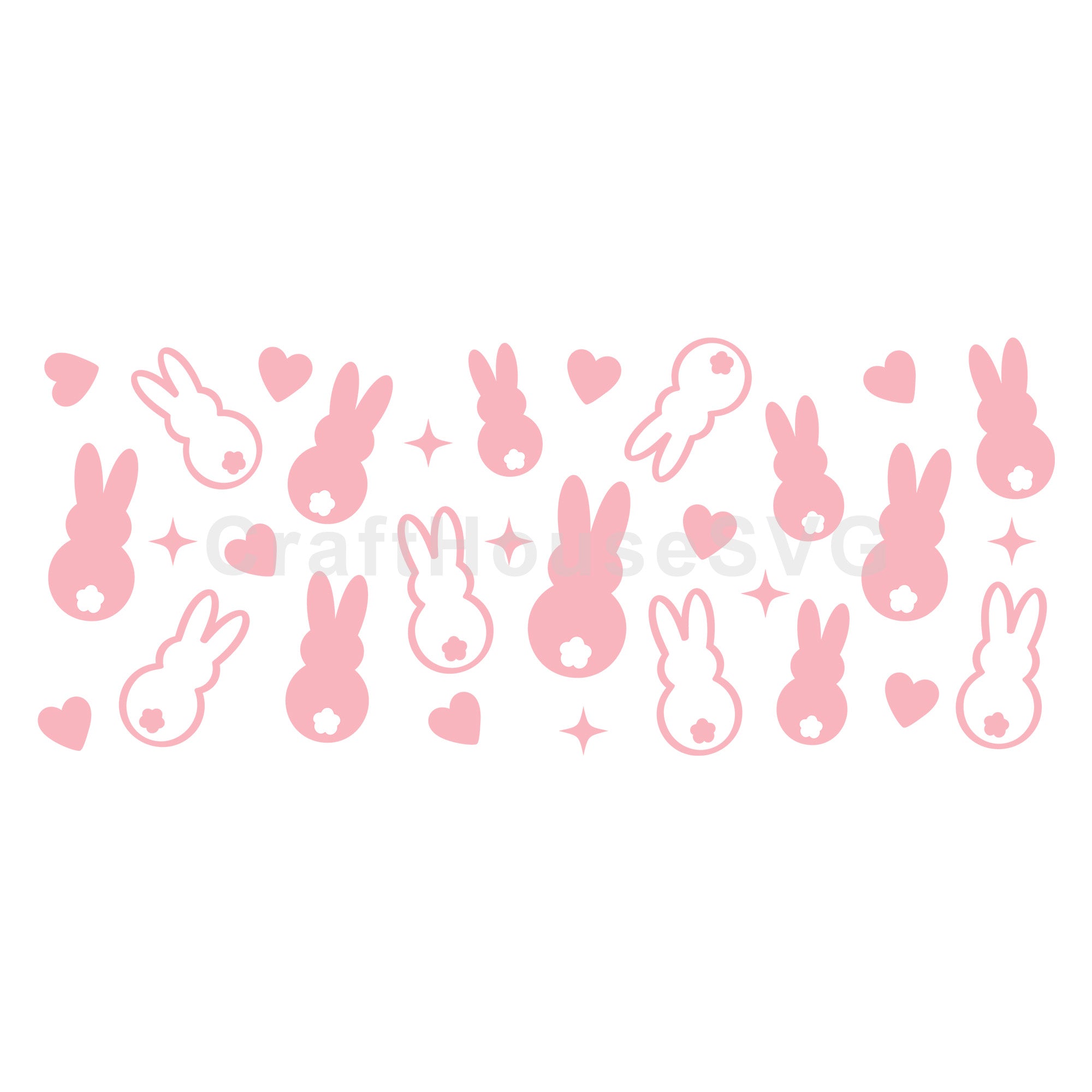 Hearts and Bunnies Easter SVG 16 Oz Glass Can Wrap Cut File