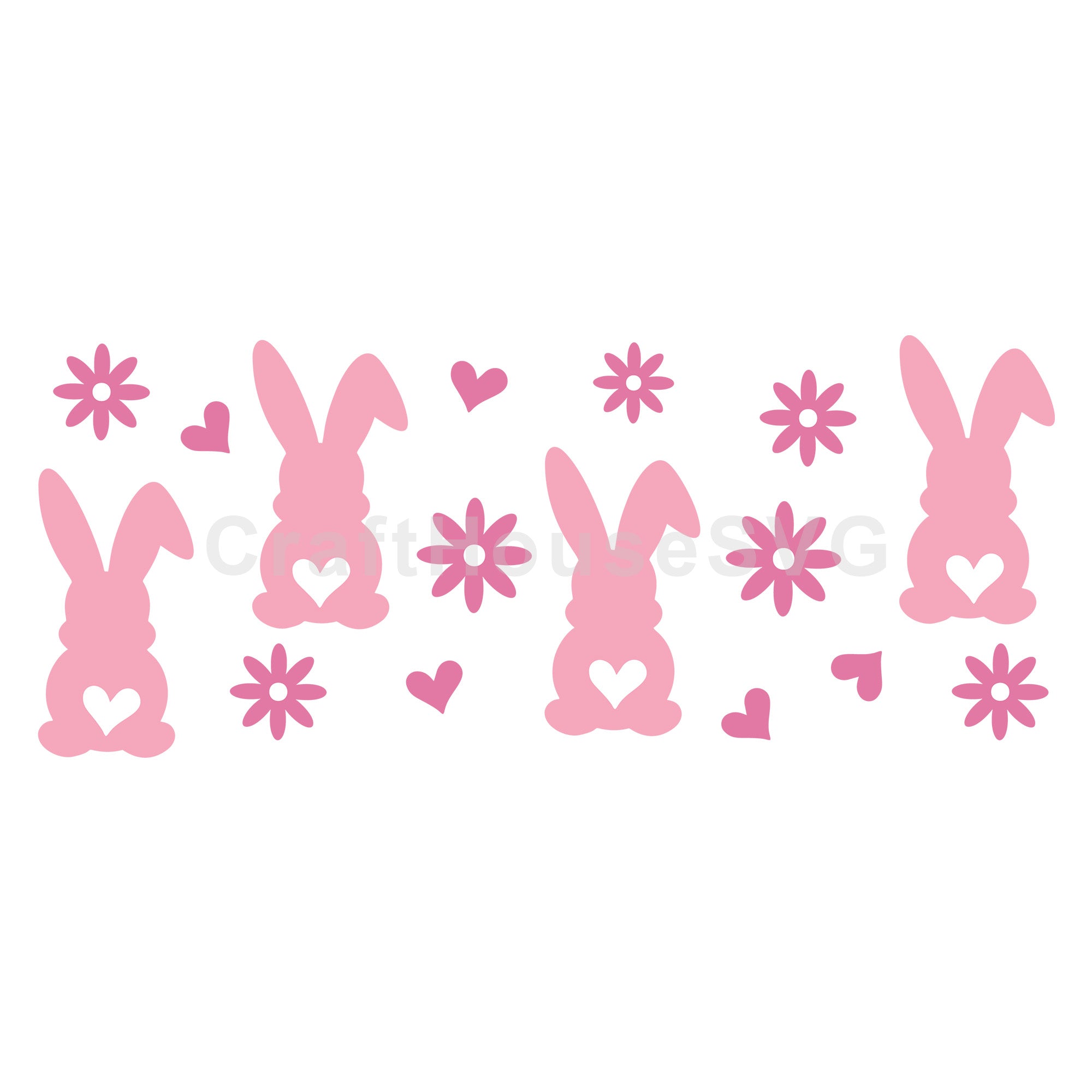 Bunny Rabbit and Easter Spring Flower SVG 16 Oz Glass Can Wrap Cut File