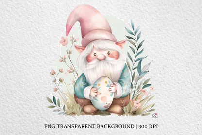 Watercolor Easter Gnome Sublimation Bundle Clip Art PNG