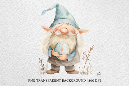 Watercolor Easter Gnome Sublimation Bundle Clip Art PNG