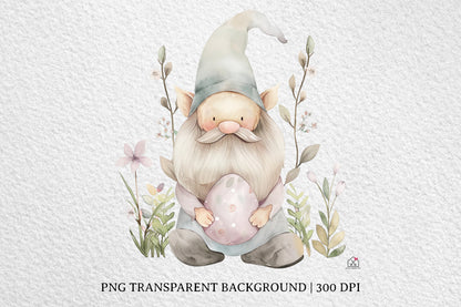 Watercolor Easter Gnome Sublimation Bundle Clip Art PNG