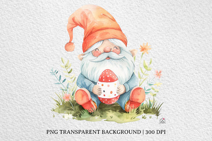 Watercolor Easter Gnome Sublimation Bundle Clip Art PNG