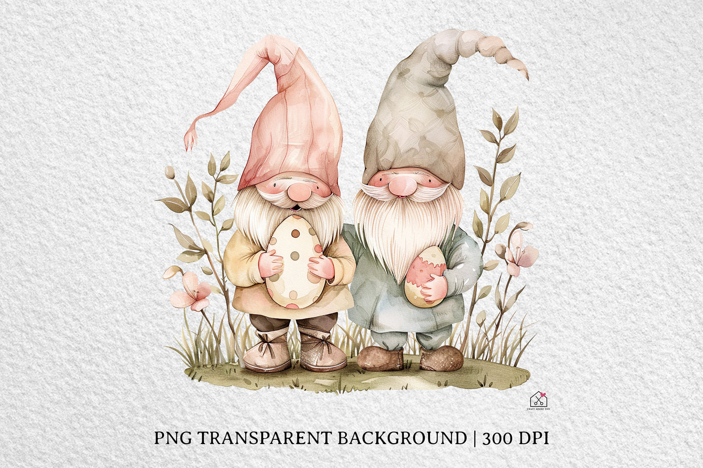 Watercolor Easter Gnome Sublimation Bundle Clip Art PNG