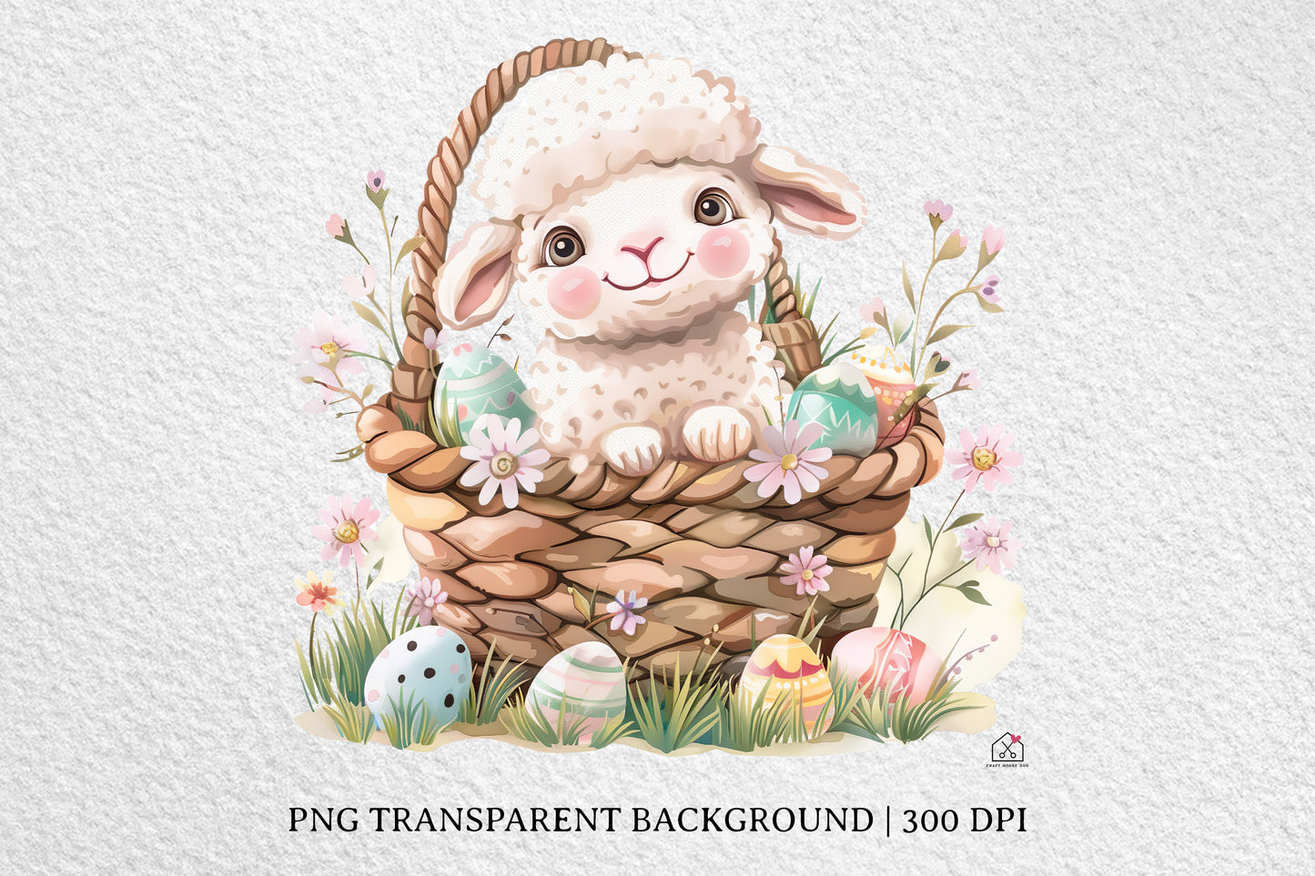 Watercolor Easter Basket Sublimation Bundle Clip Art PNG