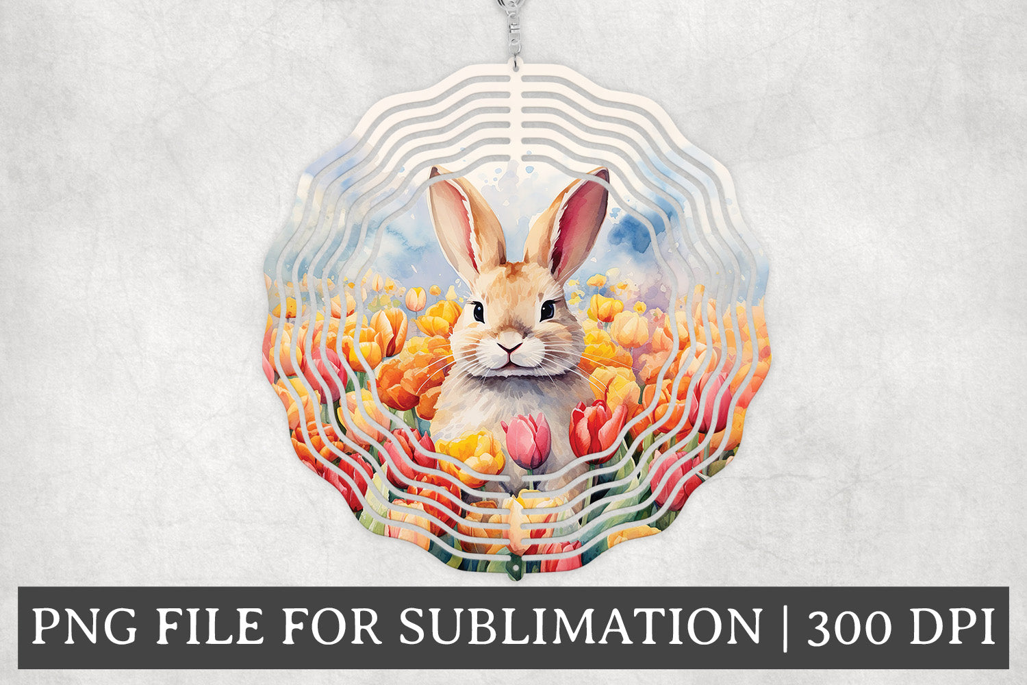FREE Easter Bunny Round Sublimation Wind Spinner Design PNG