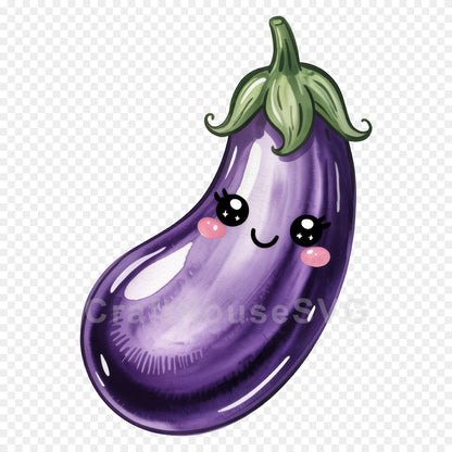 Kawaii Vegetables Clipart Sublimation Bundle PNG