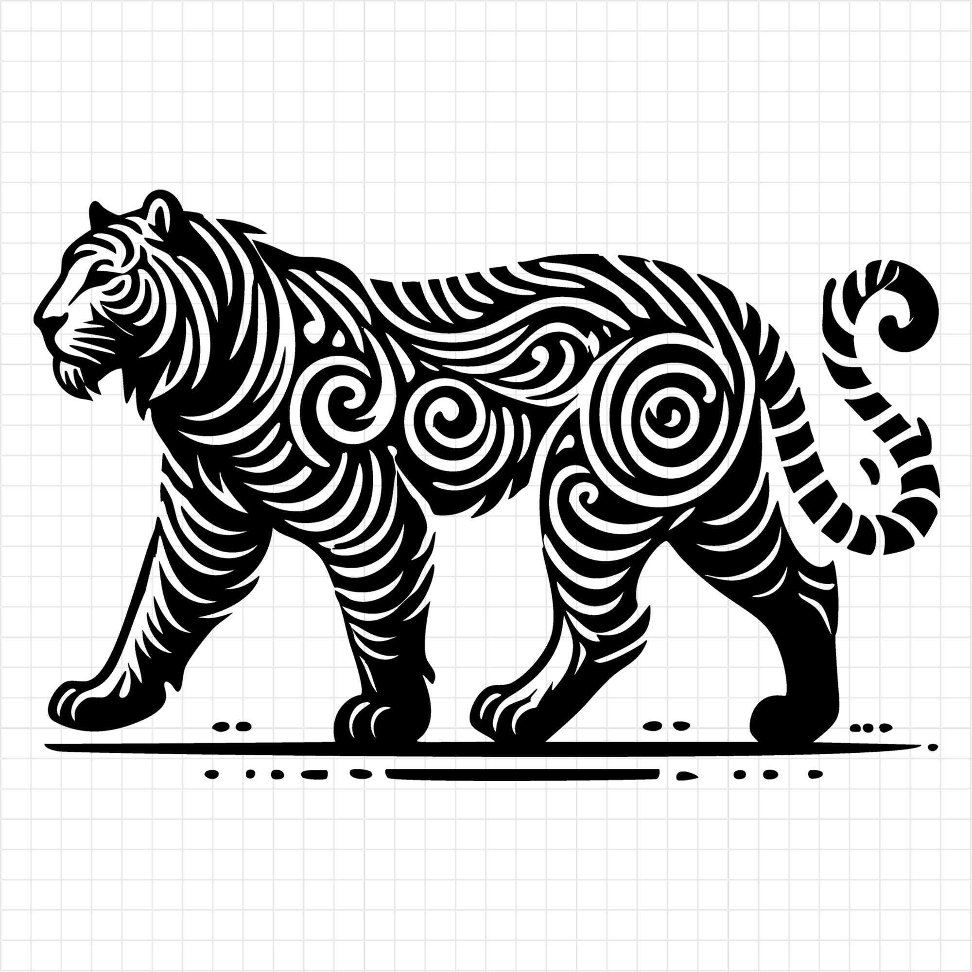 Elegant Walking Tiger Silhouette SVG