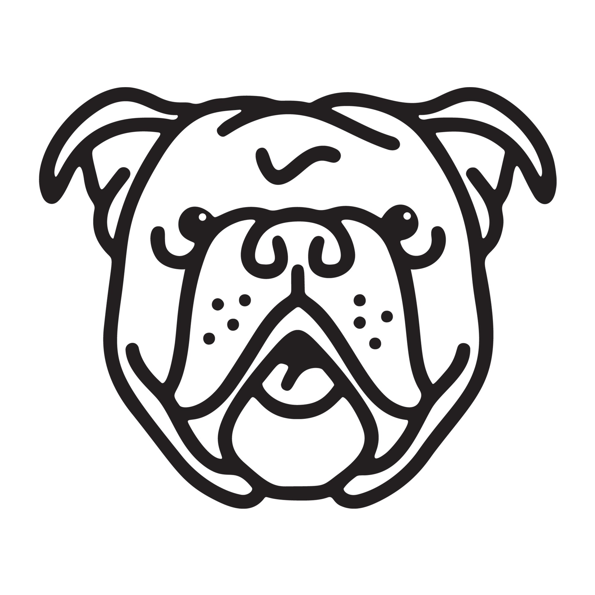 English Bulldog SVG dog outline design for Cricut, Silhouette, laser cutting, vinyl, sublimation, and pet craft projects.