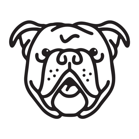 English Bulldog SVG dog outline design for Cricut, Silhouette, laser cutting, vinyl, sublimation, and pet craft projects.