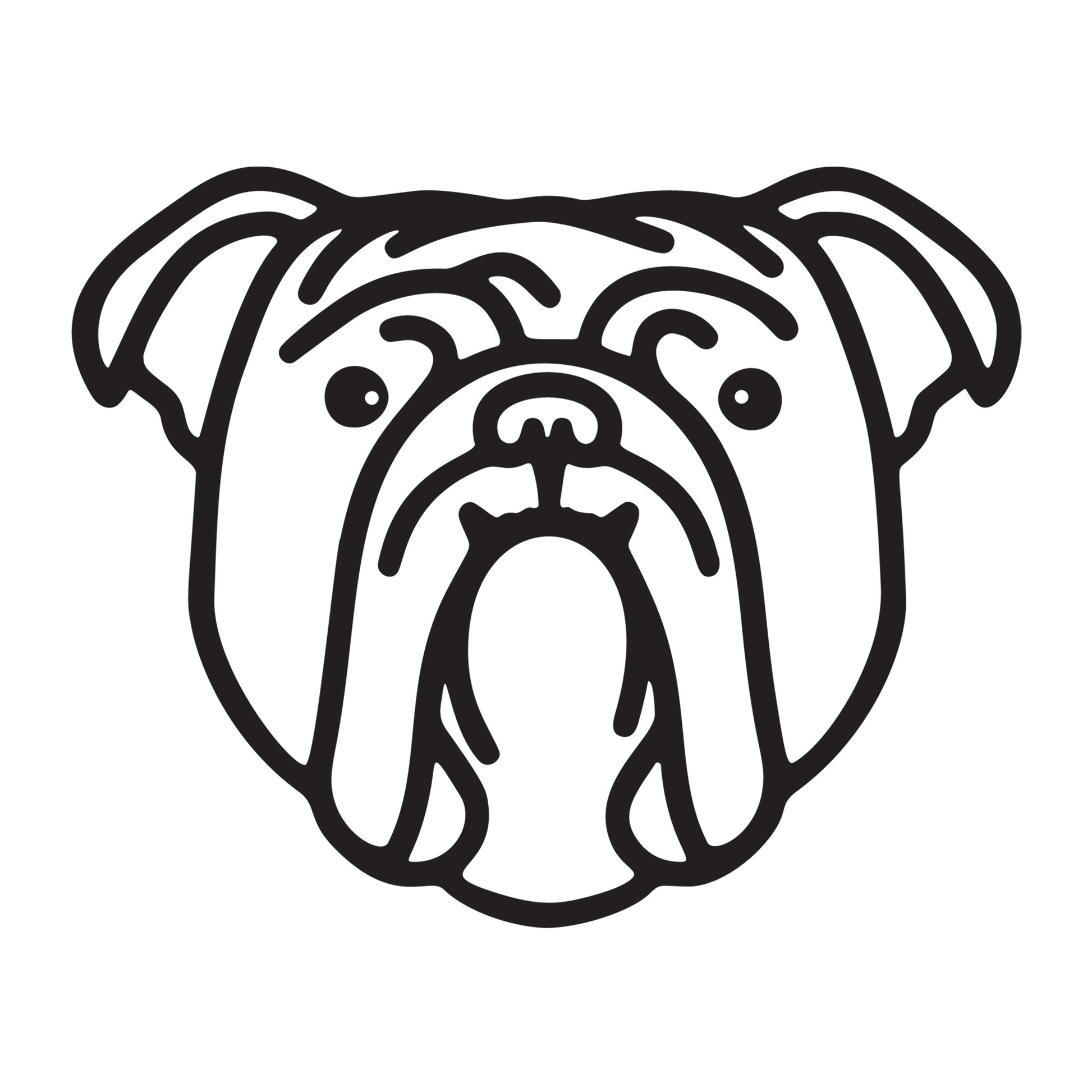 English Bulldog SVG dog outline design for Cricut, Silhouette, laser cutting, vinyl, sublimation, and pet craft projects.
