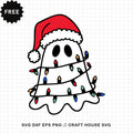 FREE Cute Christmas Ghost Wrapped in Christmas Lights SVG