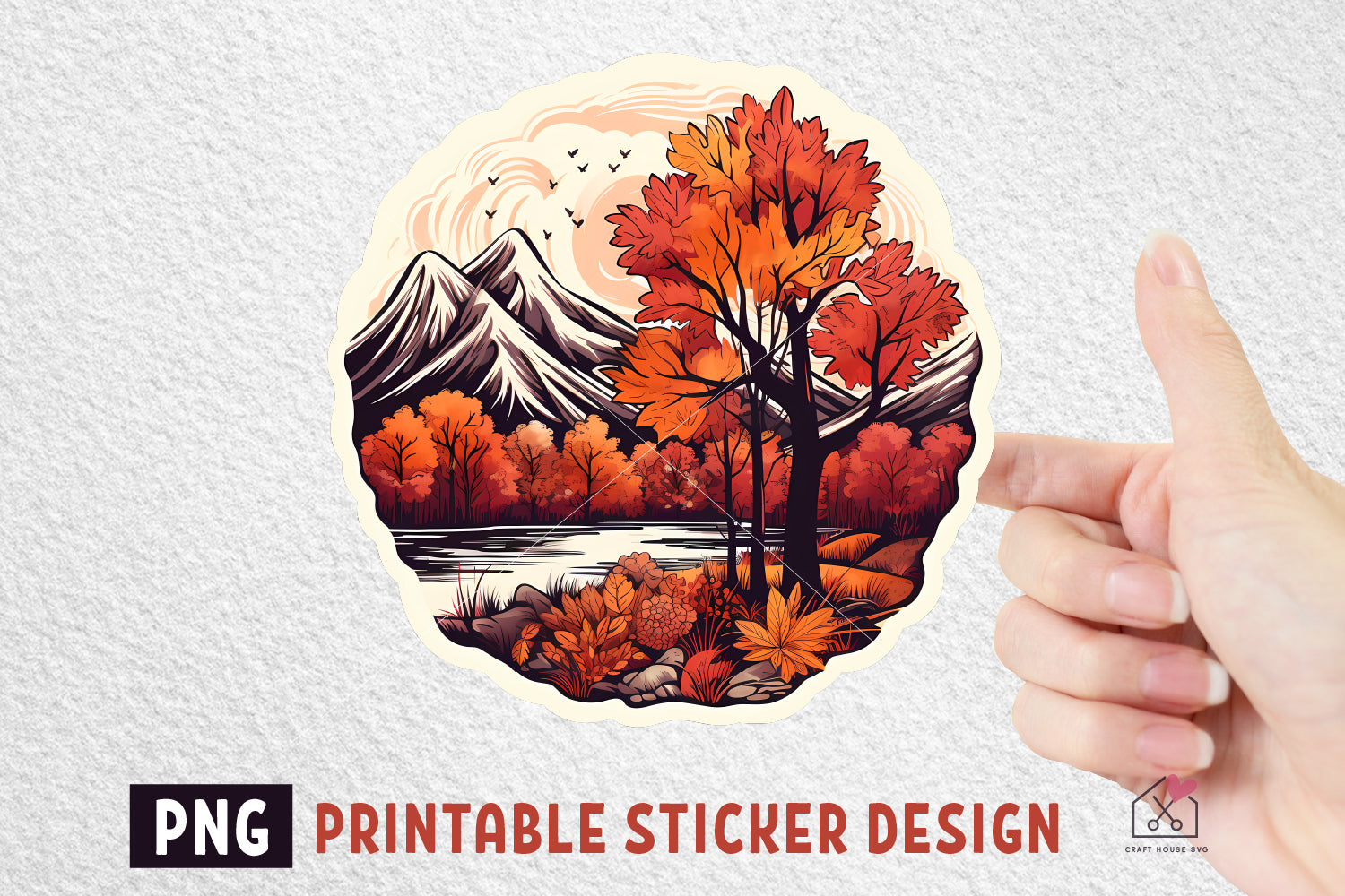 FREE Fall Autumn Scene Sticker Design Print then Cut PNG - Craft House SVG