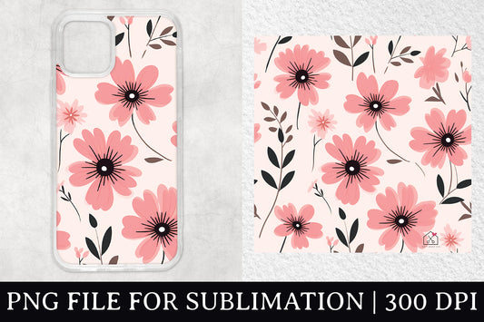FREE Flowers Pattern Sublimation Phone Case Design PNG
