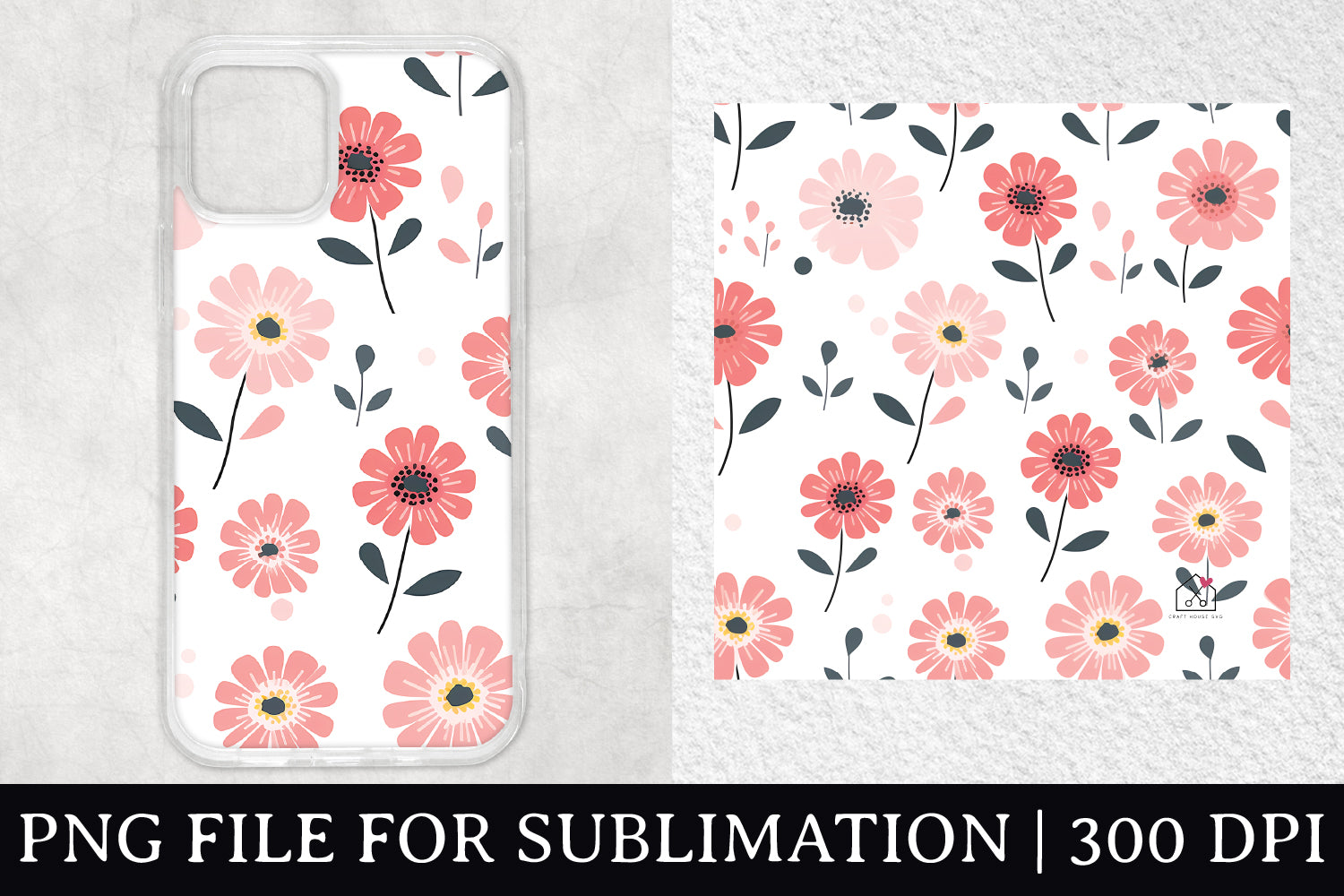 FREE Flowers Pattern Sublimation Phone Case Design PNG