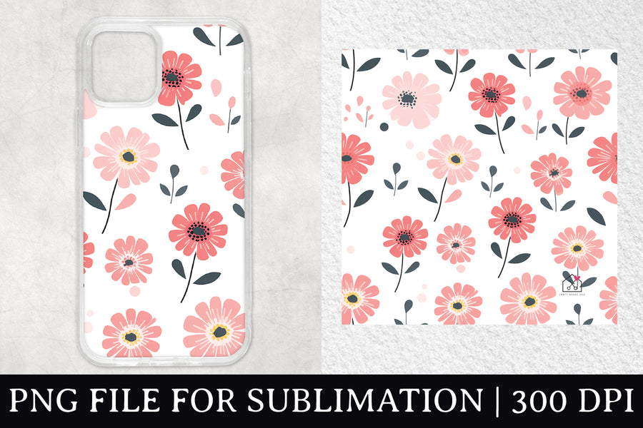 FREE Flowers Pattern Sublimation Phone Case Design PNG - Craft House SVG