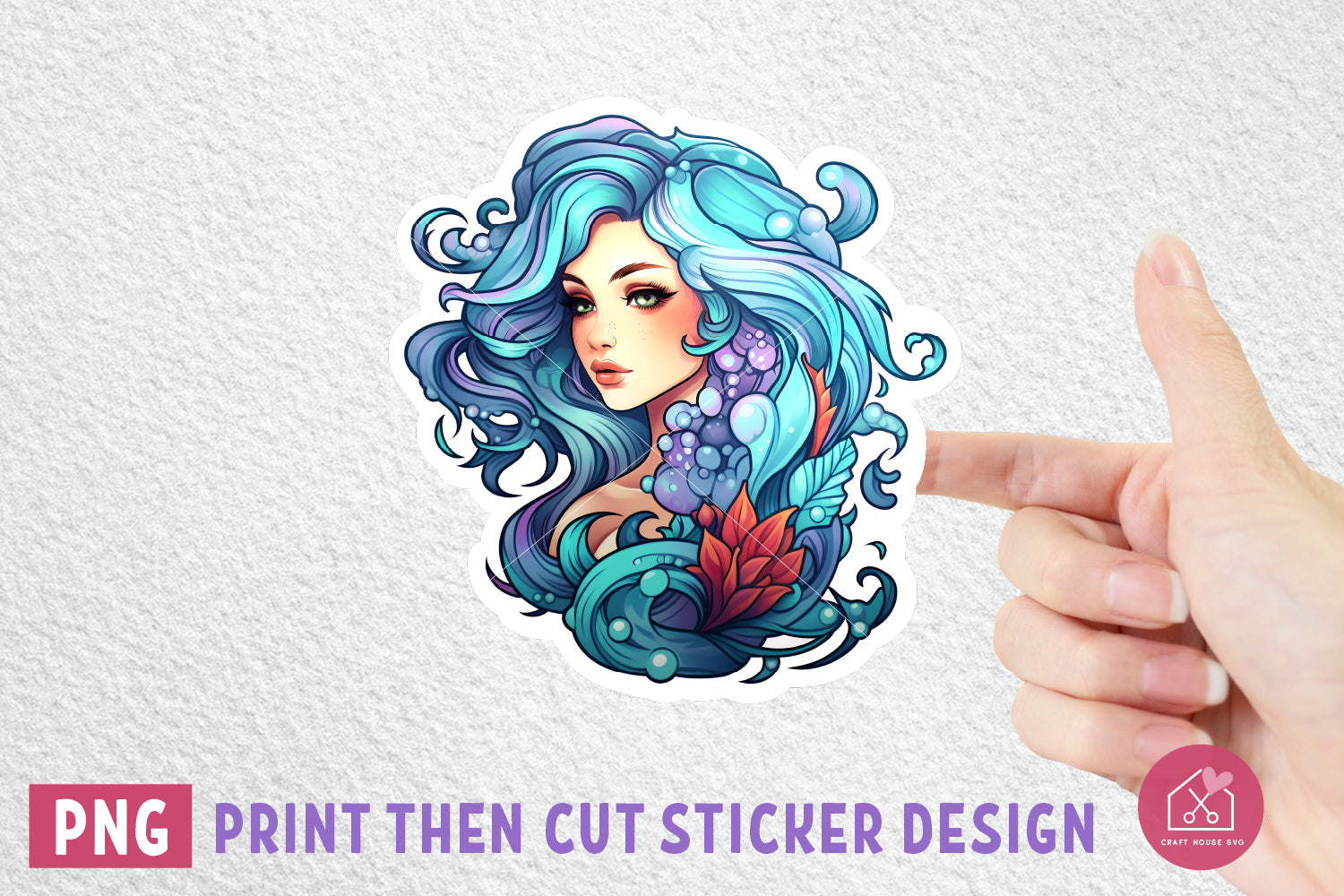 FREE Mermaid Sticker Design Print then Cut PNG
