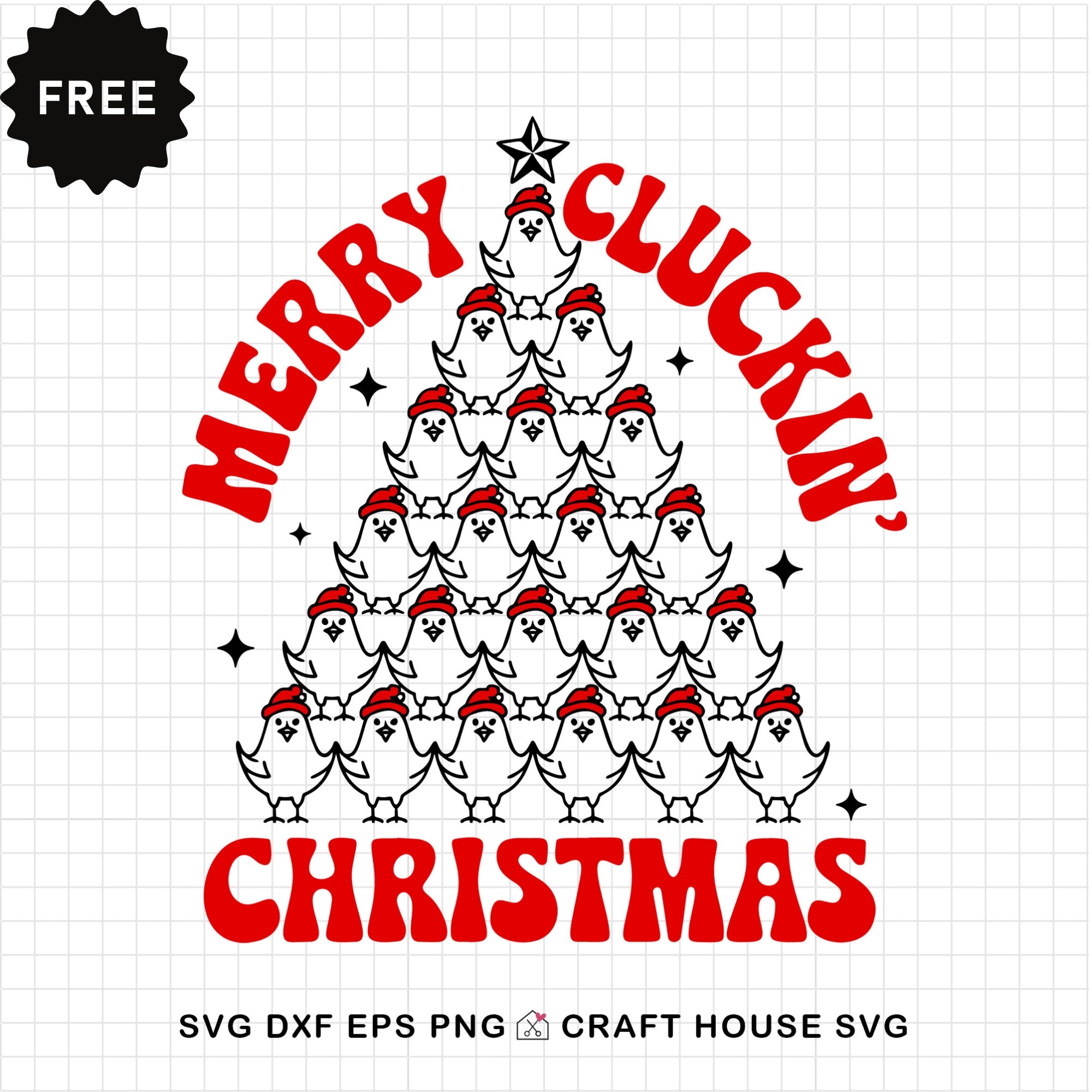 FREE Merry Cluckin' Christmas Chicken Tree SVG