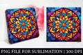 FREE Stained Glass Mandala Sublimation Coaster Design PNG - Craft House SVG