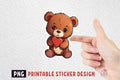FREE Teddy Bear Valentine's Day Sticker Design Print then Cut PNG - Craft House SVG