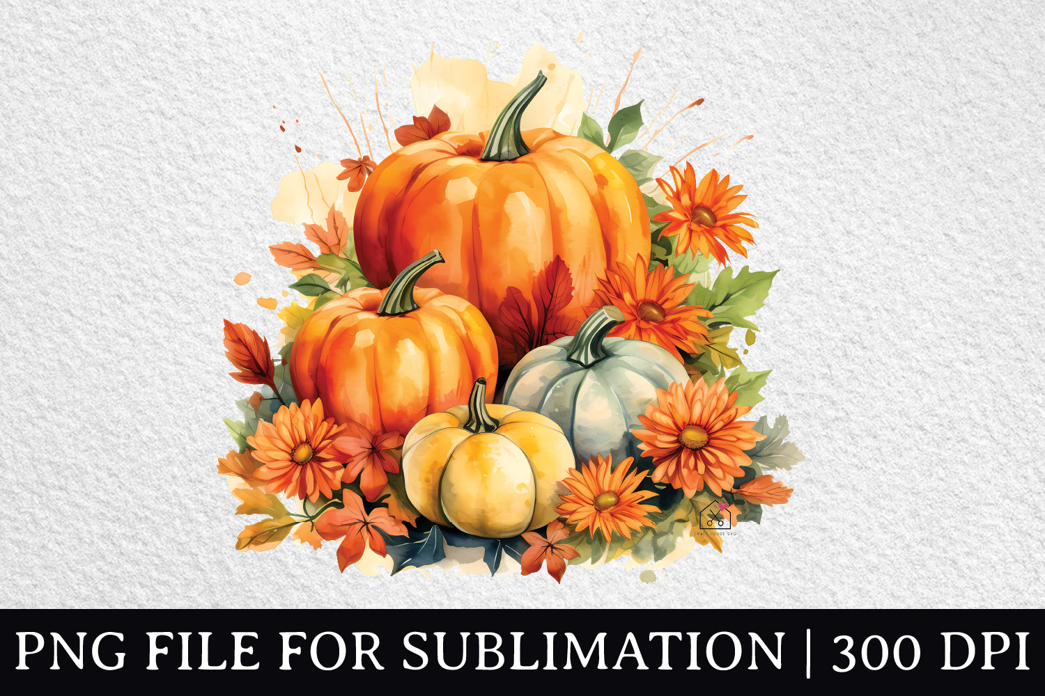 FREE Watercolor Pumpkin Sublimation Design PNG