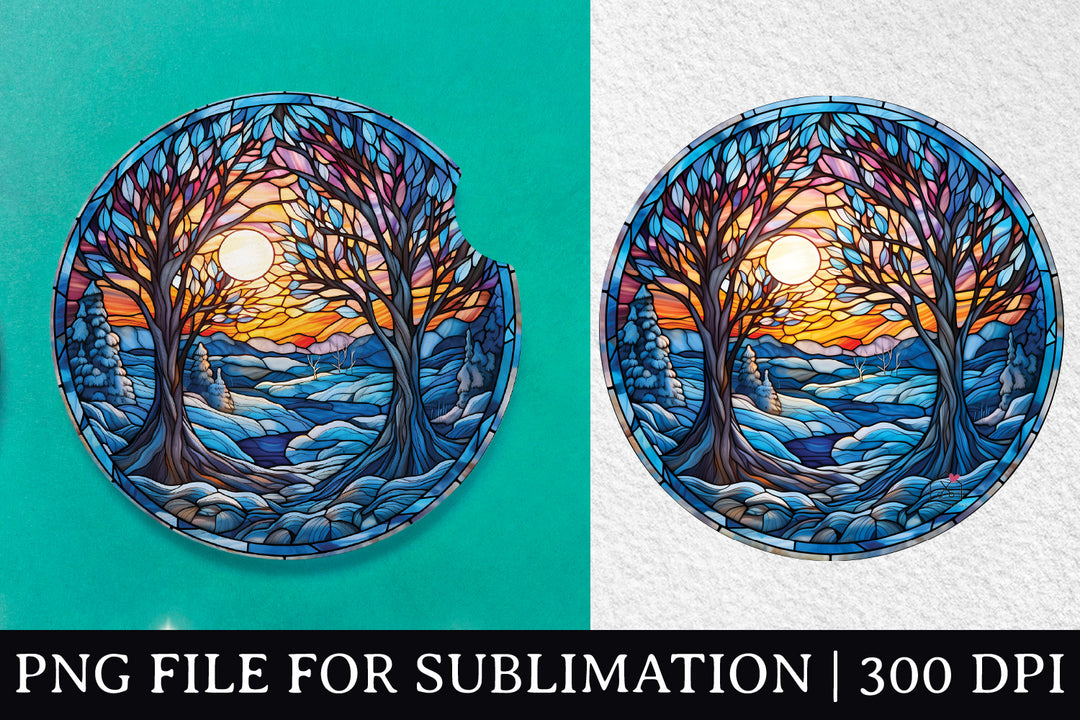 FREE Winter Stained Glass Sublimation Wind Spinner Design PNG