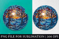 FREE Winter Stained Glass Sublimation Wind Spinner Design PNG - Craft House SVG