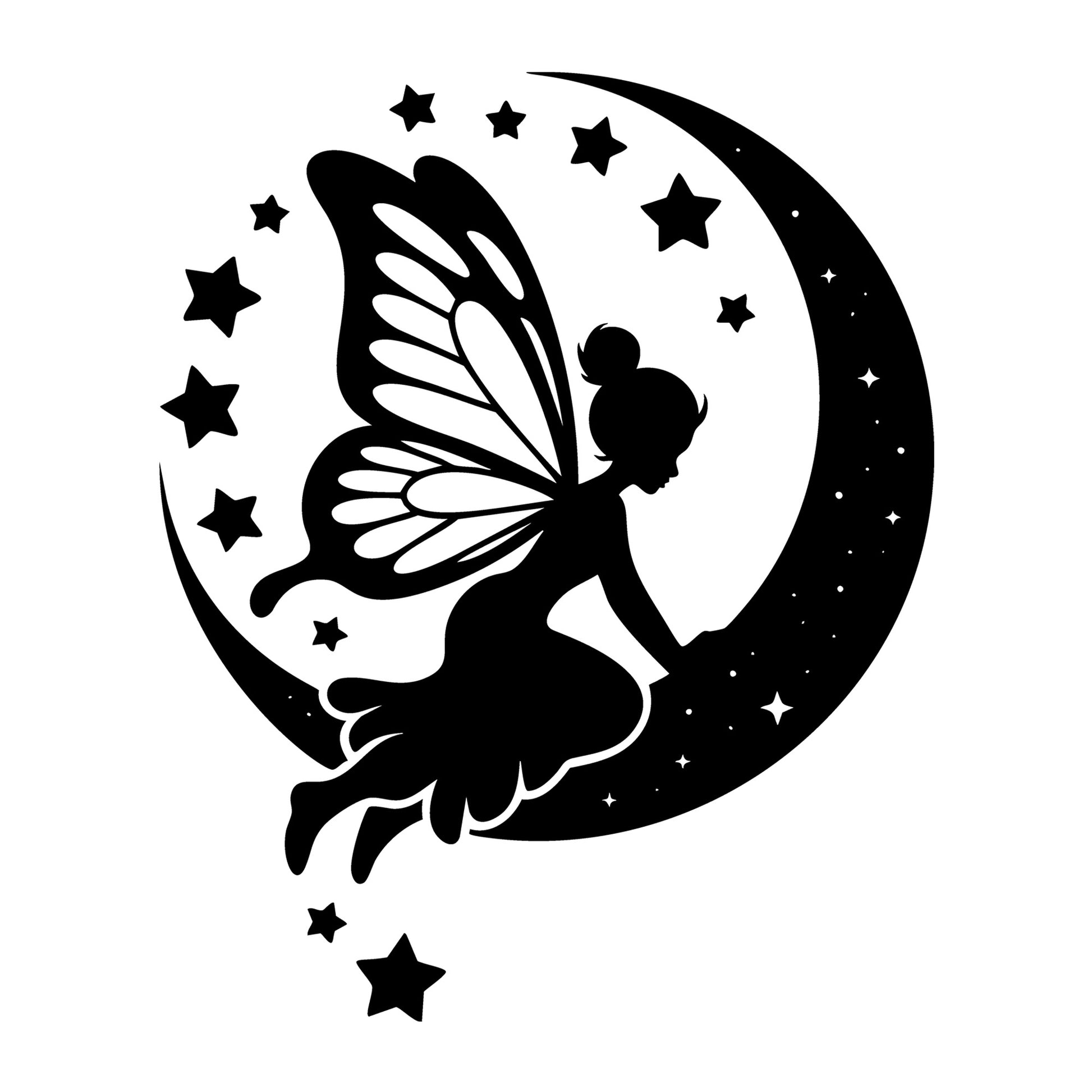 Fairy SVG for Cricut, Silhouette, laser cutting, vinyl, sublimation, fantasy crafts, decals, signs, and DIY craft projects.