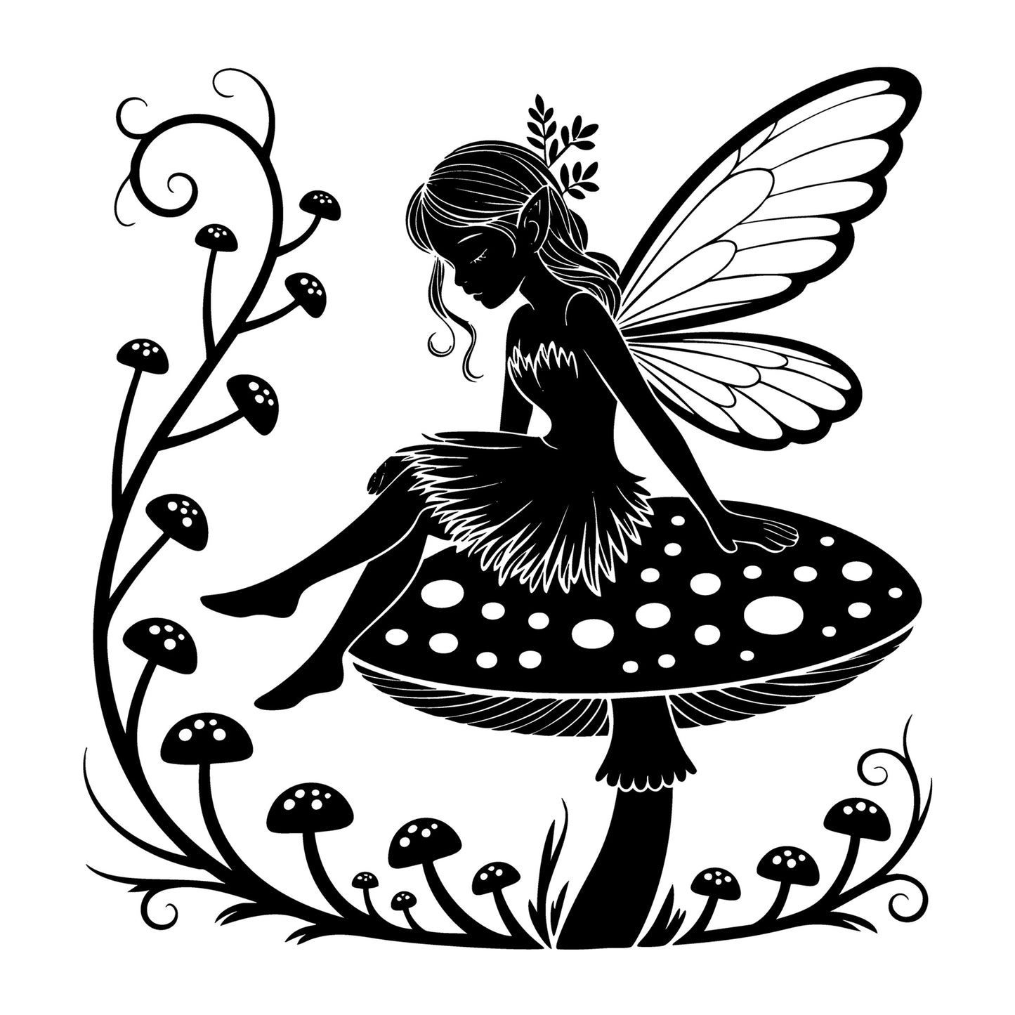 Fairy SVG for Cricut, Silhouette, laser cutting, vinyl, sublimation, fantasy crafts, decals, signs, and DIY craft projects.