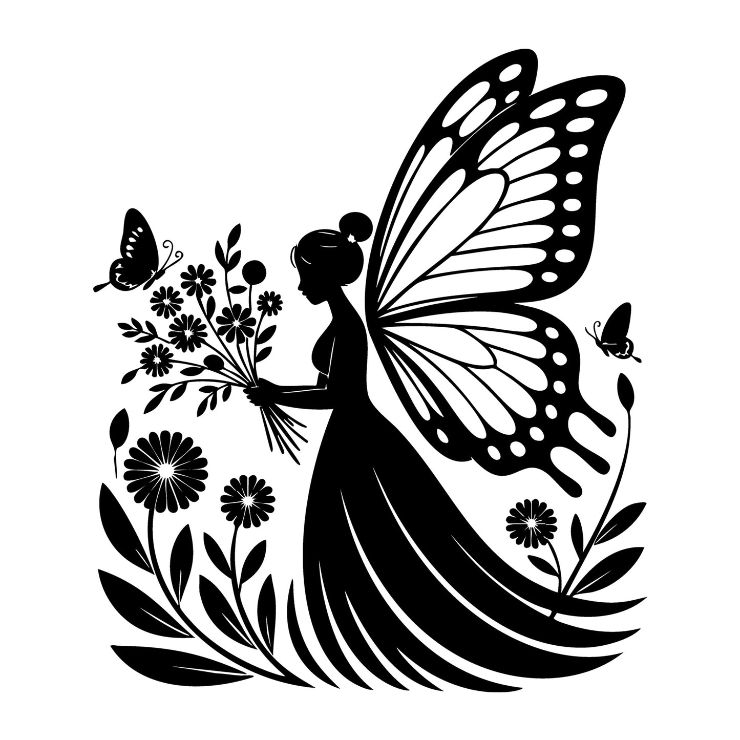 Fairy SVG for Cricut, Silhouette, laser cutting, vinyl, sublimation, fantasy crafts, decals, signs, and DIY craft projects.