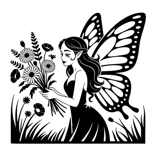 Fairy SVG for Cricut, Silhouette, laser cutting, vinyl, sublimation, fantasy crafts, decals, signs, and DIY craft projects.