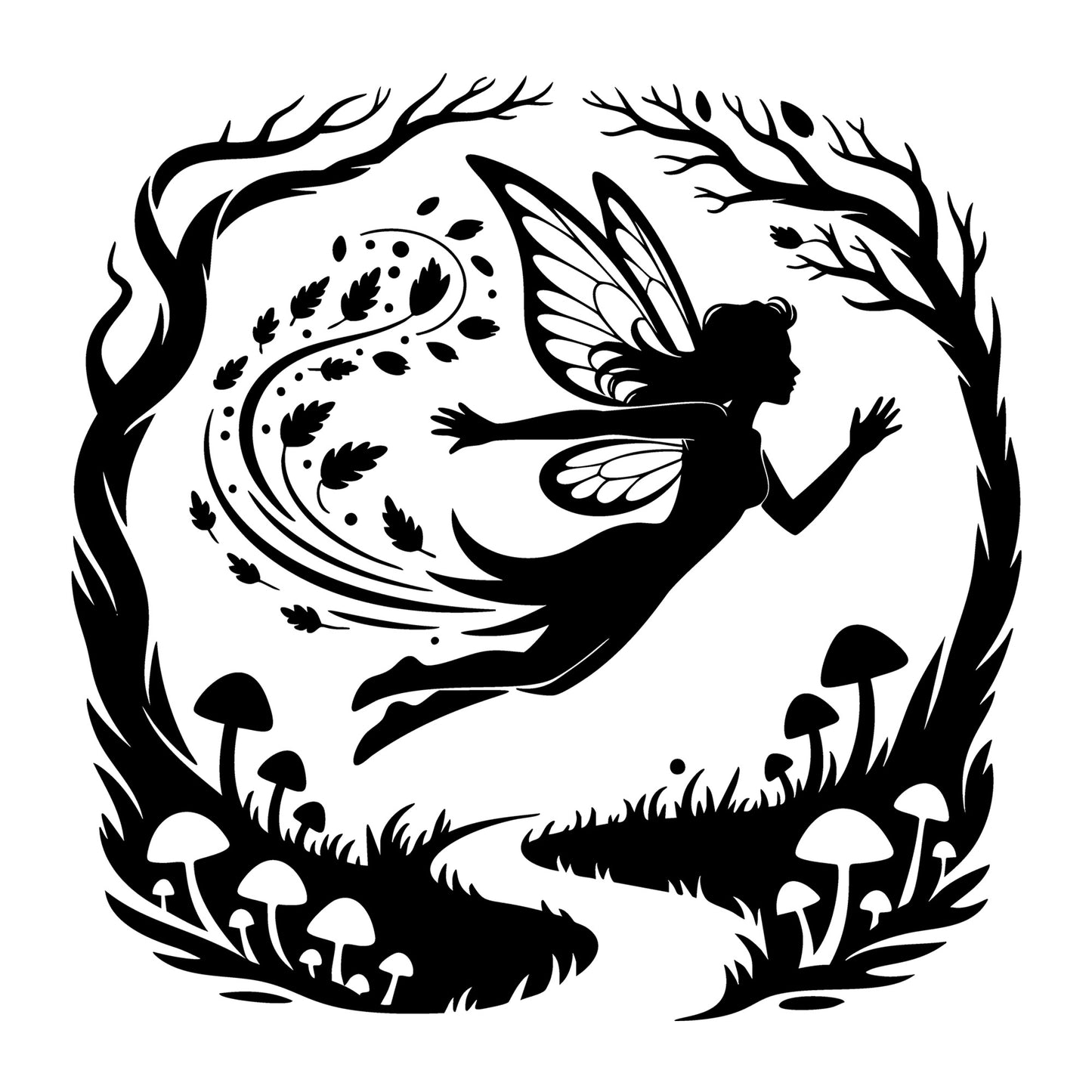 Fairy SVG for Cricut, Silhouette, laser cutting, vinyl, sublimation, fantasy crafts, decals, signs, and DIY craft projects.