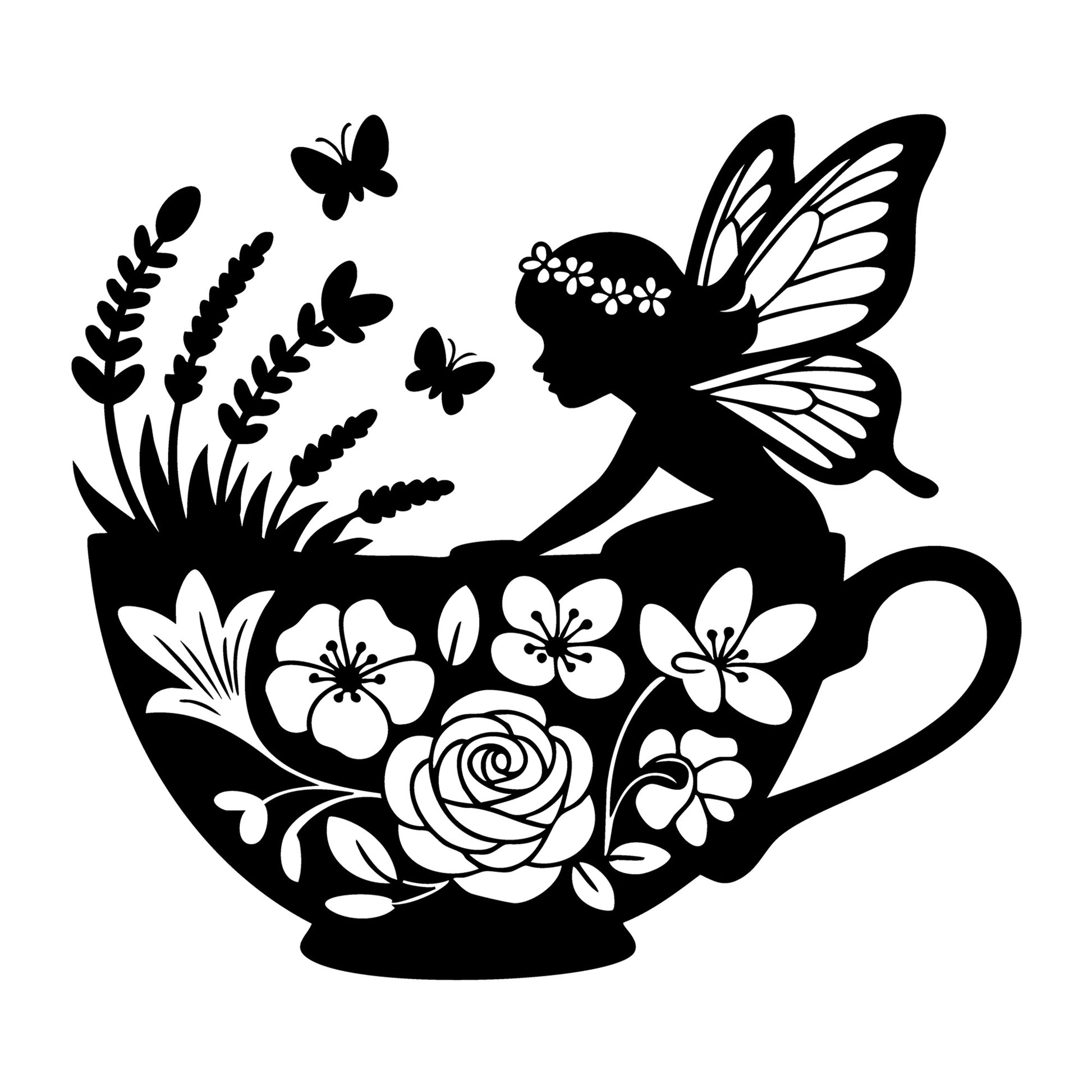 Fairy SVG for Cricut, Silhouette, laser cutting, vinyl, sublimation, fantasy crafts, decals, signs, and DIY craft projects.