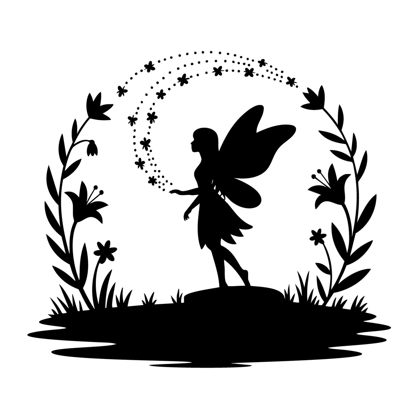 Fairy SVG for Cricut, Silhouette, laser cutting, vinyl, sublimation, fantasy crafts, decals, signs, and DIY craft projects.