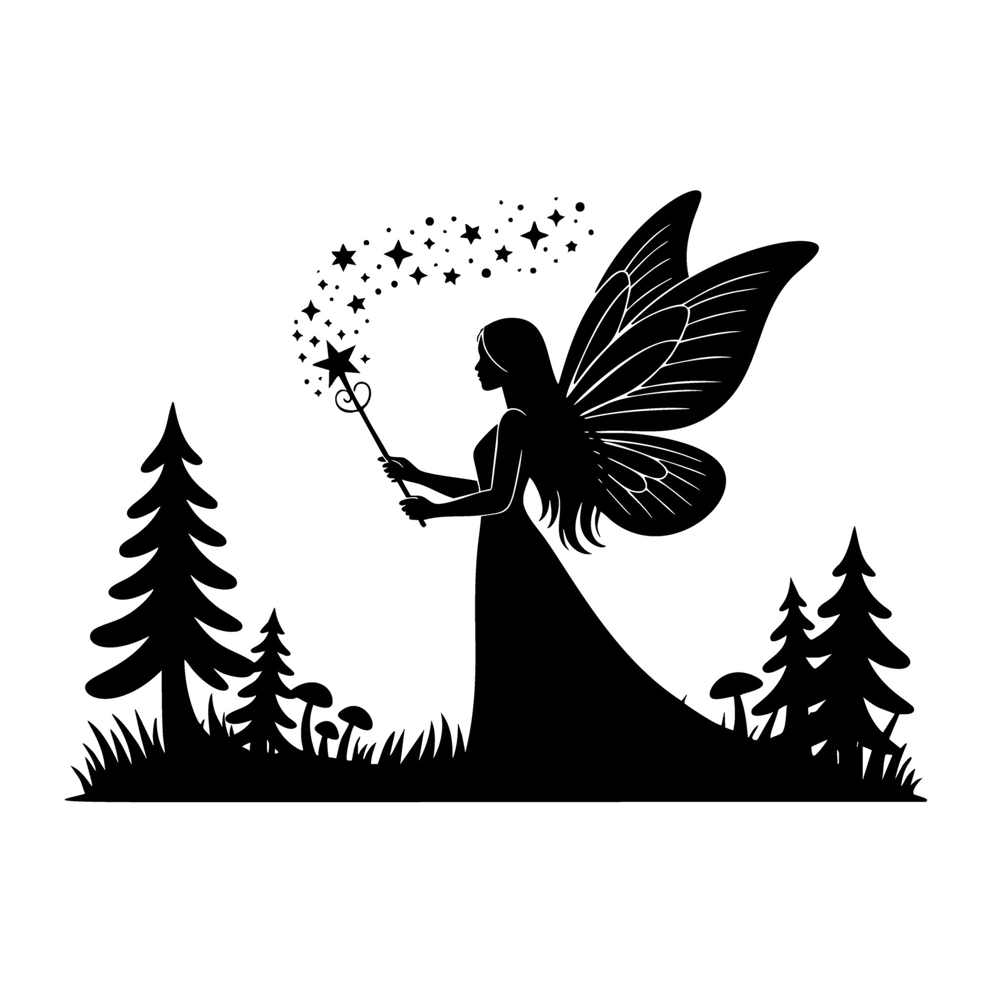 Fairy SVG for Cricut, Silhouette, laser cutting, vinyl, sublimation, fantasy crafts, decals, signs, and DIY craft projects.