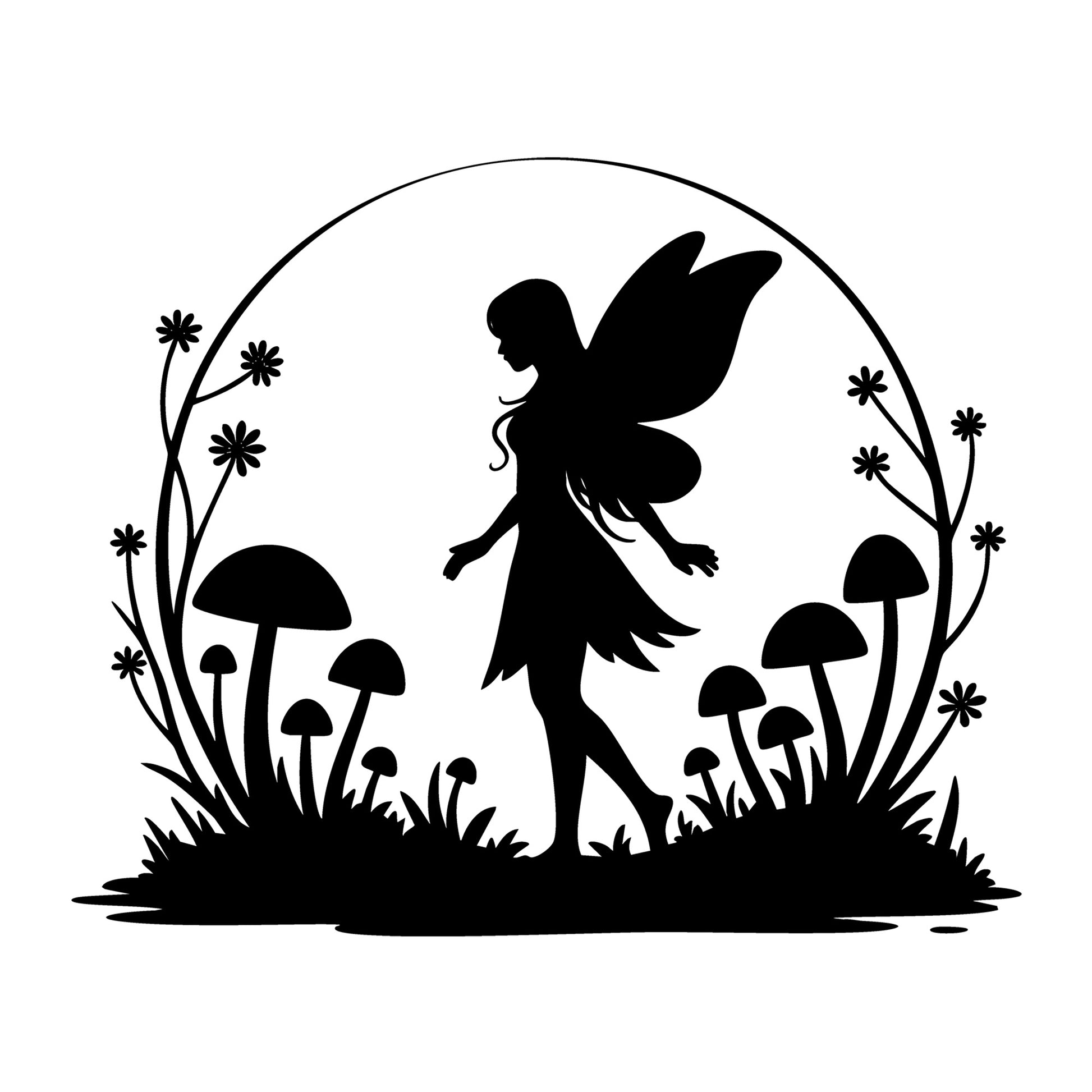 Fairy SVG for Cricut, Silhouette, laser cutting, vinyl, sublimation, fantasy crafts, decals, signs, and DIY craft projects.
